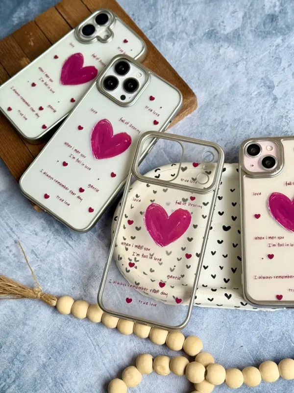 قاب آیفون True Love شفاف | طرح قلب قرمز با نوشته عاشقانه - تصویر 4