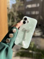 قاب پینترسی Green bow آیفون | قاب پاپیون نگینی - Image 7