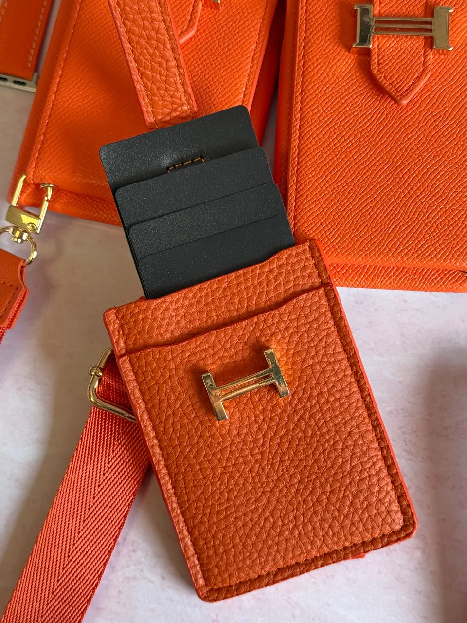 b2327c جاکارتی چرمی هرمس نارنجی (کدa0315) - Image 1