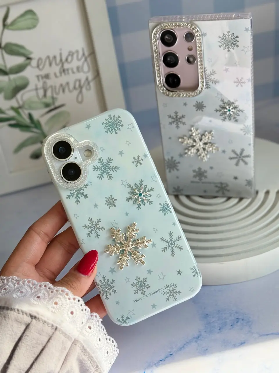 dd8cb9 قاب برف و ستاره آیفون (کدC2194) - Image 1