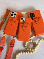 قاب هرمس کیفی چرمی با بند بلند رنگ نارنجی (کدC2201) - Image 5