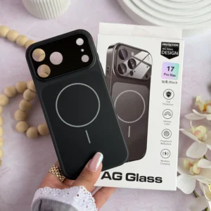قاب آیفون AG GLASS مگسیف (مشکی) | محافظ لنز کامل | ظاهر سری 17