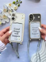 قاب جاکارتی مروارید برجسته با بند مچی دو قلاب طرح Good Things Will Happen | مناسب آیفون و سامسونگ - Image 7