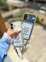 قاب جاکارتی مروارید برجسته با بند مچی دو قلاب طرح Good Things Will Happen | مناسب آیفون و سامسونگ - Image 3
