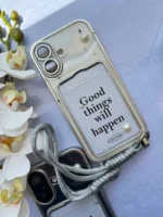 قاب جاکارتی مروارید برجسته با بند مچی دو قلاب طرح Good Things Will Happen | مناسب آیفون و سامسونگ - Image 4