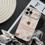 قاب آیفون گل طلایی با بند