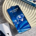 گلس محافظ صفحه آیفون نگین‌دار (Diamond) | دور الماس‌کاری شده | مناسب سری ۱۲ تا ۱۷