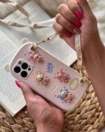 قاب موبایل آیفون خرگوش و خرس گوش قلبی بندی برجسته محافظ لنزدار - Image 3