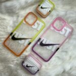 قاب موبایل آیفون نایک برجسته پشت بی رنگ ( نارنجی | صورتی ) ( 30112 )