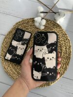 قاب موبایل سامسونگ گربه های کیوت سیاه و سفید محافظ لنزدار - Image 3