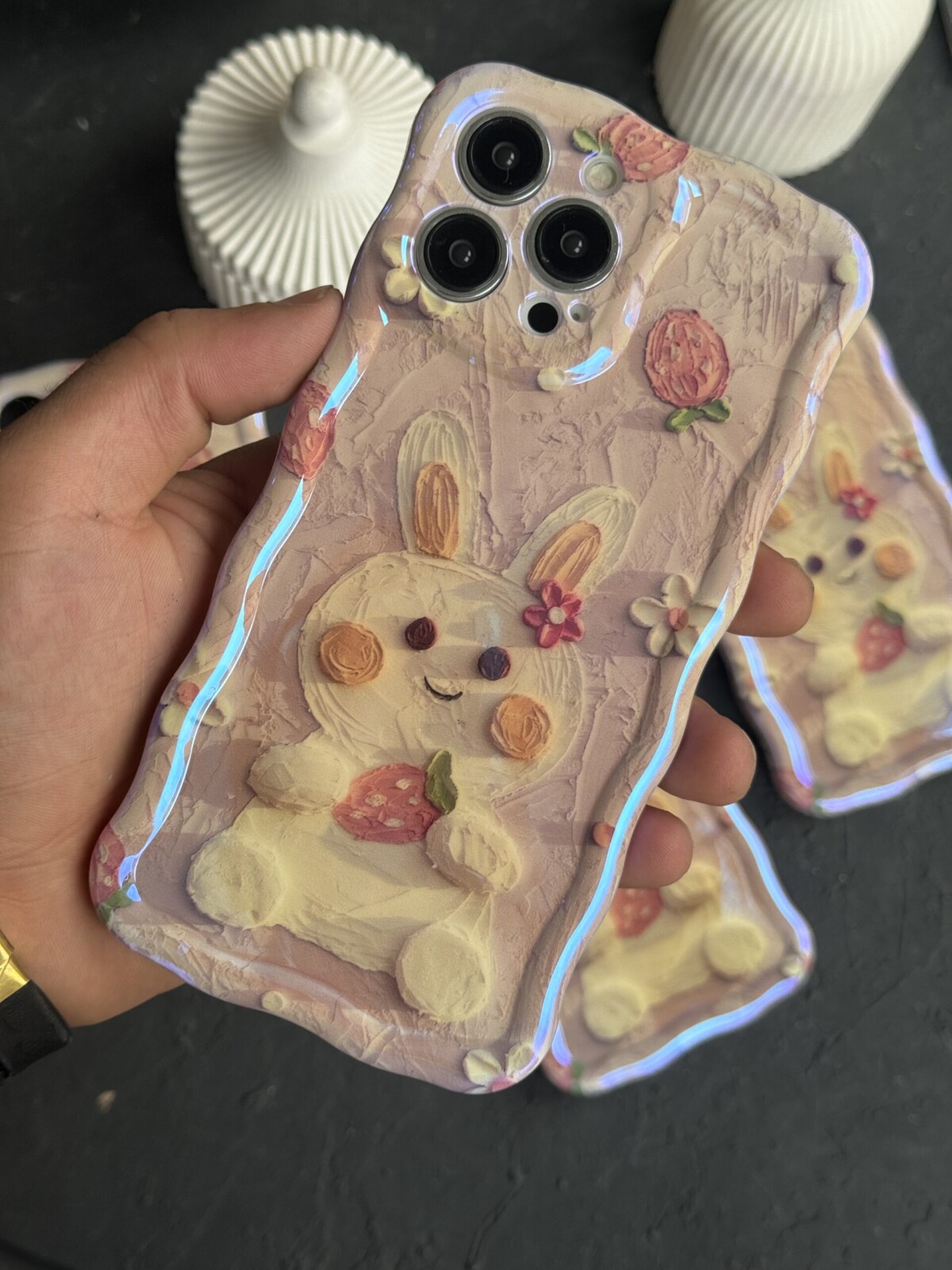 قاب موبایل آیفون خرگوش آبرنگی سه بعدی قاب موبایل آیفون خرگوش آبرنگی سه بعدی - Image 1