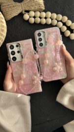 قاب موبایل ( سامسونگ ) گل لاله عباسی تولیپس صورتی + بندست - Image 2