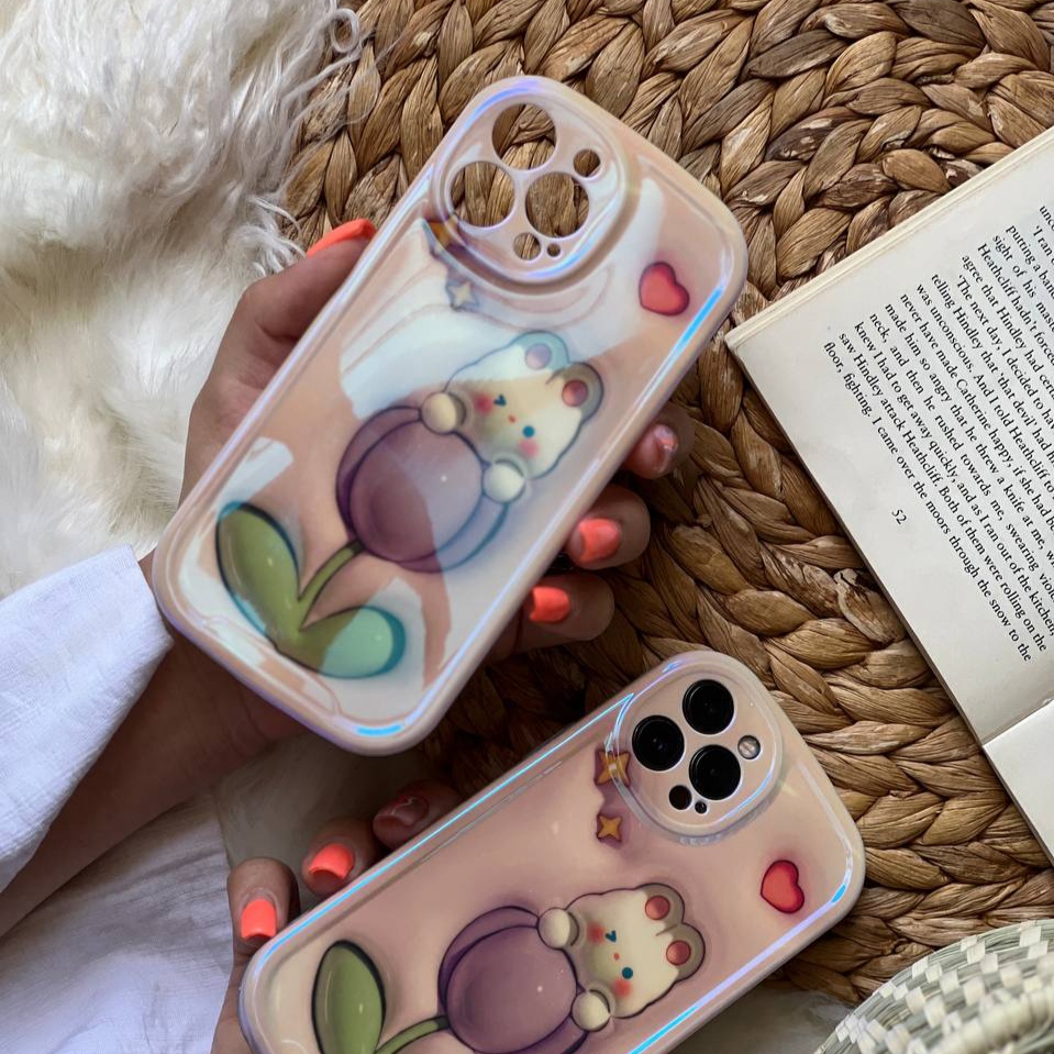 قاب موبایل آیفون خرگوش گل لاله ویولت هلوگرامی محافظ لنزدار قاب موبایل آیفون خرگوش گل لاله ویولت هلوگرامی محافظ لنزدار - Image 1