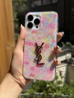قاب YSL Pink Garden لوگو برجسته آیفون
