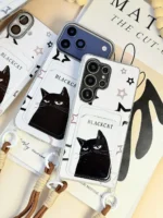قاب جاکارتی Black Cat آیفون و سامسونگ | بند مچی دو قلاب | دخترانه - Image 3