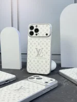قاب آیفون طرح Louis Vuitton با لنز سفید | حکاکی LV | سری 13 تا 17 - Image 3