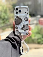 قاب پلنگی آیفون براش مدل Leopard Print | با آویز مرواریدی - Image 4