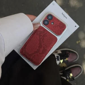 قاب پوست ماری قرمز چرمی آیفون Red Python