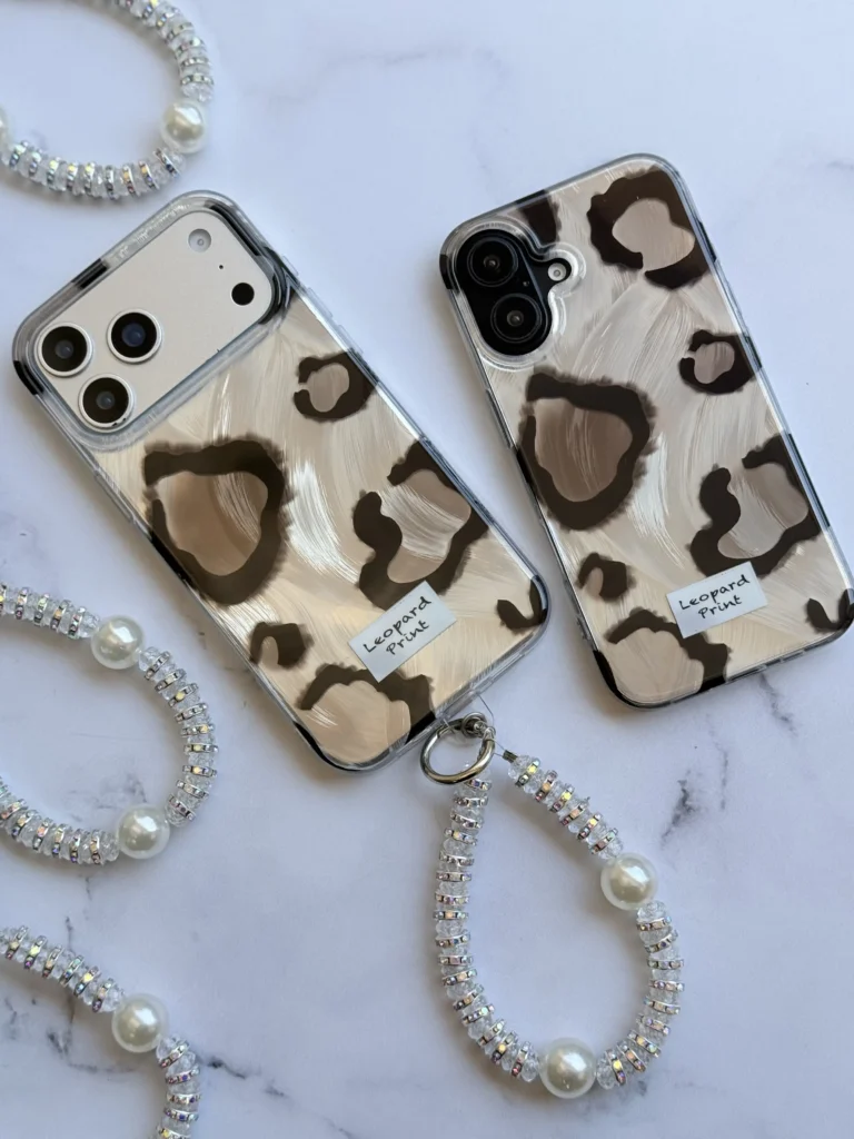 قاب پلنگی طوسی آیفون مدل Leopard Print