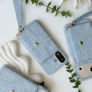 قاب جین آیفون مدل Jeans Wallet | قاب جاکارتی کیف پول بند مچی آینه دار