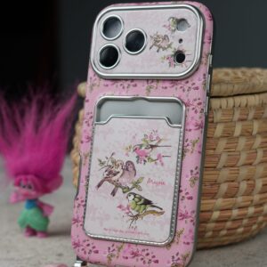 قاب موبایل آیفون پرنده سونات صورتی + بندست