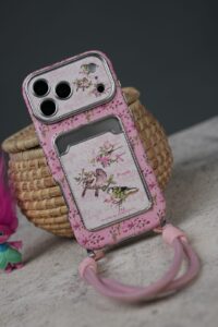 قاب موبایل آیفون پرنده سونات صورتی + بندست - تصویر 2