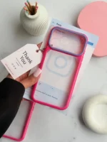قاب گوشی Pink Frame آیفون | پشت طلقی با فریم صورتی - تصویر 2