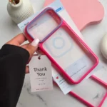 قاب گوشی Pink Frame آیفون با پشت طلقی و فریم صورتی